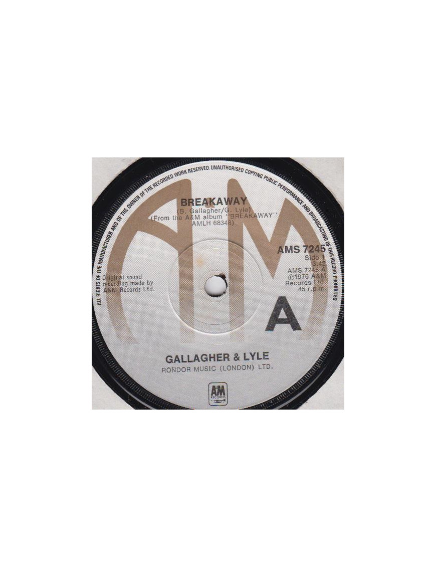 Breakaway [Gallagher & Lyle] - Vinyle 7", 45 tours, Single [product.brand] 1 - Shop I'm Jukebox 