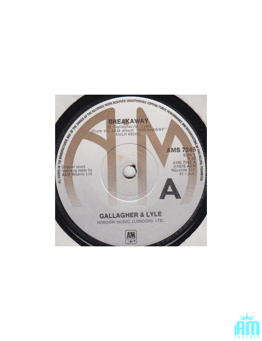 Breakaway [Gallagher & Lyle] - Vinyl 7", 45 RPM, Single [product.brand] 1 - Shop I'm Jukebox 