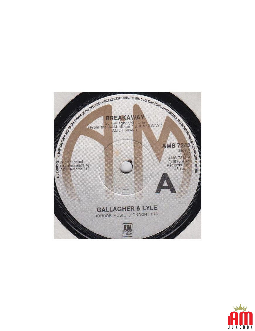 Breakaway [Gallagher & Lyle] - Vinyle 7", 45 tours, Single [product.brand] 1 - Shop I'm Jukebox 