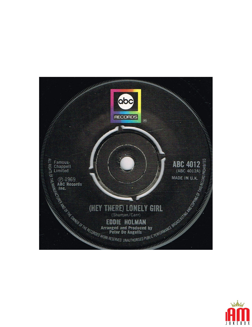 (Hey There) Lonely Girl [Eddie Holman] – Vinyl 7", 45 RPM, Single, Neuauflage
