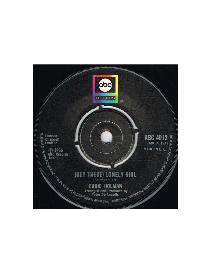 (Hey There) Lonely Girl [Eddie Holman] - Vinyl 7", 45 RPM, Single, Reissue