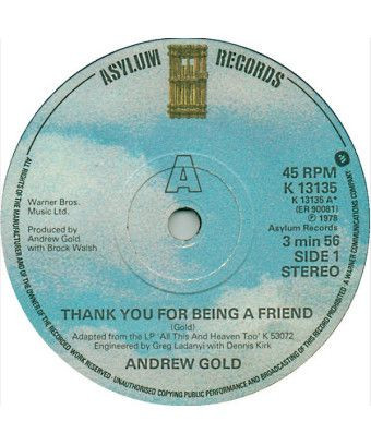 Thank You For Being A Friend [Andrew Gold] – Vinyl 7", 45 RPM, Single [product.brand] 1 - Shop I'm Jukebox 