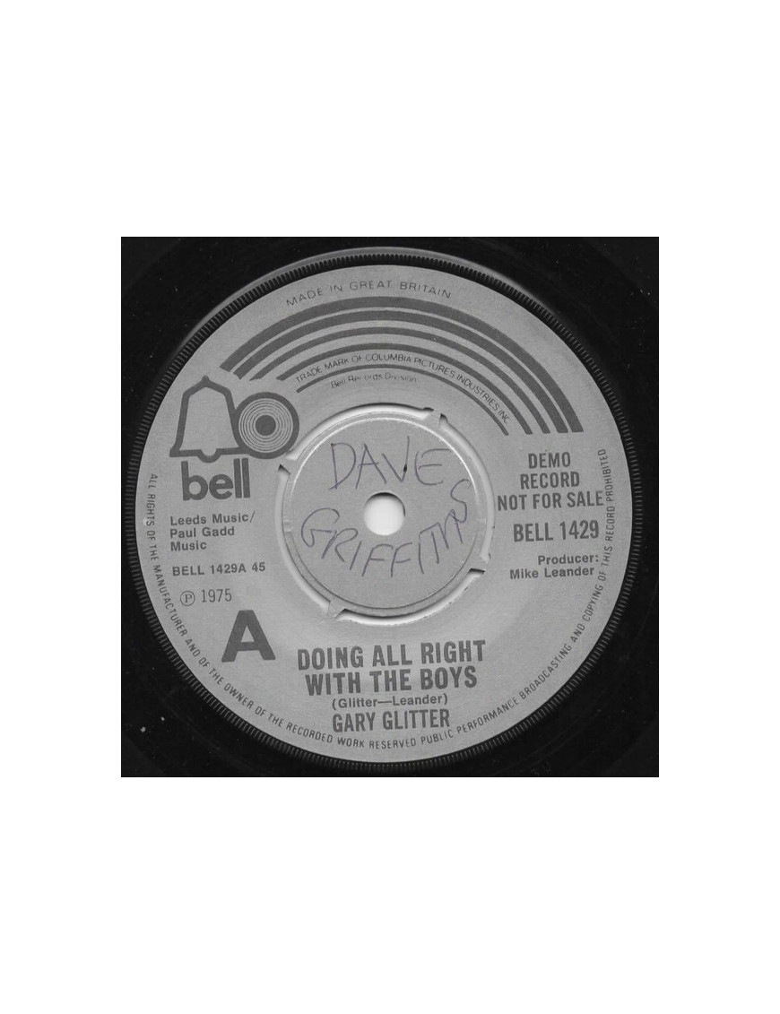 Doing All Right With The Boys [Gary Glitter] – Vinyl 7", 45 RPM, Promo [product.brand] 1 - Shop I'm Jukebox 