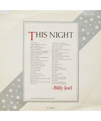 This Night [Billy Joel] - Vinyl 7", 45 RPM, Single [product.brand] 1 - Shop I'm Jukebox 