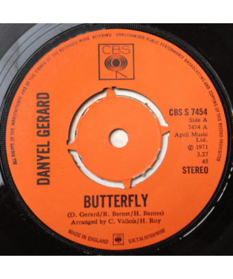 Butterfly [Danyel Gérard] - Vinyl 7", 45 RPM, Single