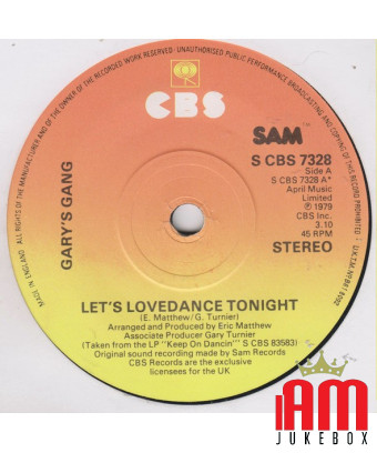 Let's Lovedance Tonight [Gary's Gang] - Vinyl 7", 45 tr/min, Single, Stéréo