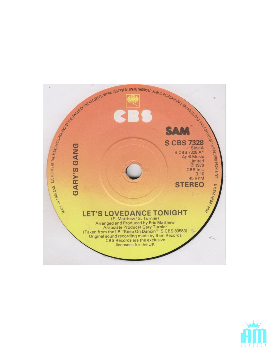 Let's Lovedance Tonight [Gary's Gang] - Vinyl 7", 45 RPM, Single, Stereo [product.brand] 1 - Shop I'm Jukebox 