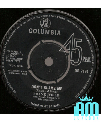 Don't Blame Me [Frank Ifield] - Vinyle 7", 45 tours, Single [product.brand] 1 - Shop I'm Jukebox 