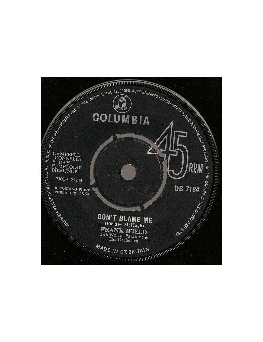 Don't Blame Me [Frank Ifield] - Vinyle 7", 45 tours, Single [product.brand] 1 - Shop I'm Jukebox 