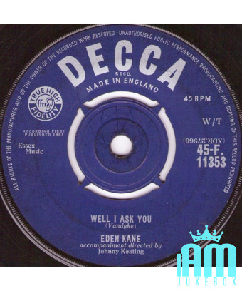 Well I Ask You [Eden Kane] – Vinyl 7", 45 RPM, Single [product.brand] 1 - Shop I'm Jukebox 