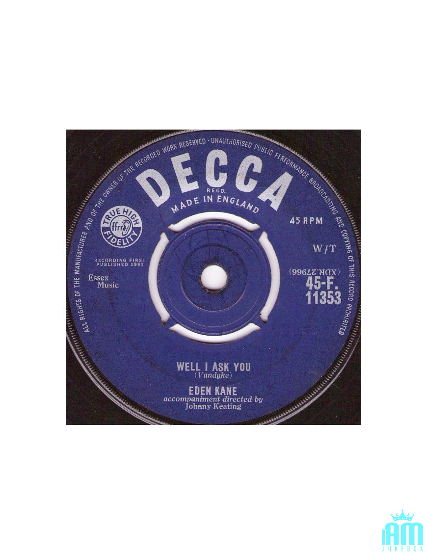 Well I Ask You [Eden Kane] - Vinyl 7", 45 RPM, Single [product.brand] 1 - Shop I'm Jukebox 