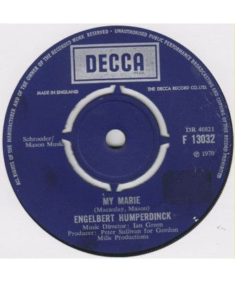 Ma Marie Notre Chanson (La Paloma) [Engelbert Humperdinck] - Vinyl 7", Single [product.brand] 1 - Shop I'm Jukebox 