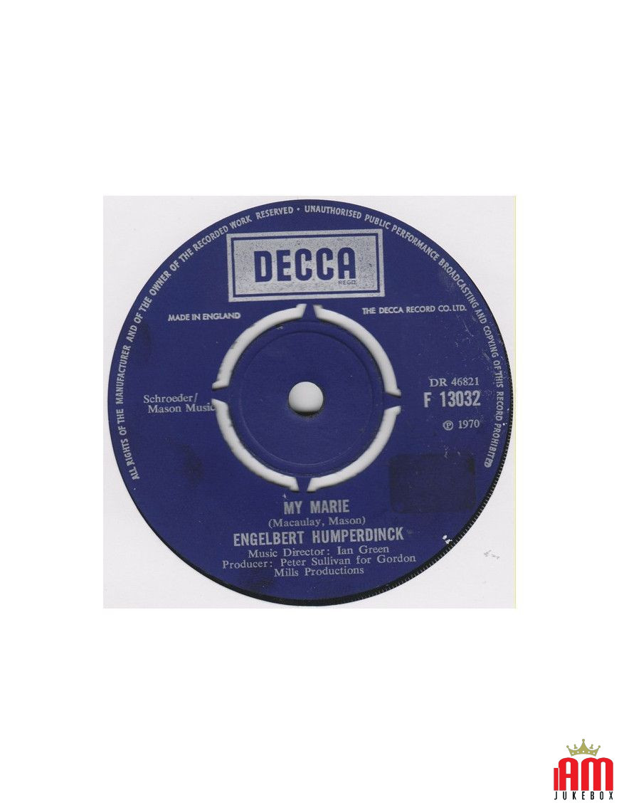 Ma Marie Notre Chanson (La Paloma) [Engelbert Humperdinck] - Vinyl 7", Single [product.brand] 1 - Shop I'm Jukebox 