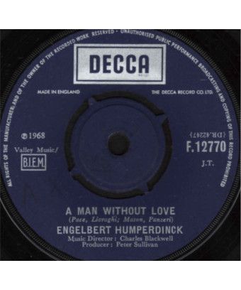 Un homme sans amour [Engelbert Humperdinck] - Vinyl 7", 45 RPM, Single [product.brand] 1 - Shop I'm Jukebox 