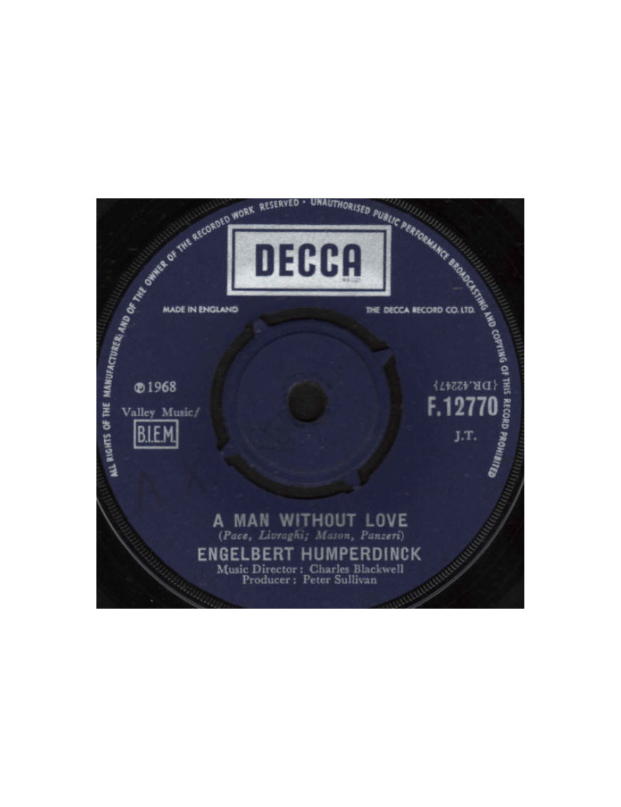 A Man Without Love [Engelbert Humperdinck] - Vinyl 7", 45 RPM, Single