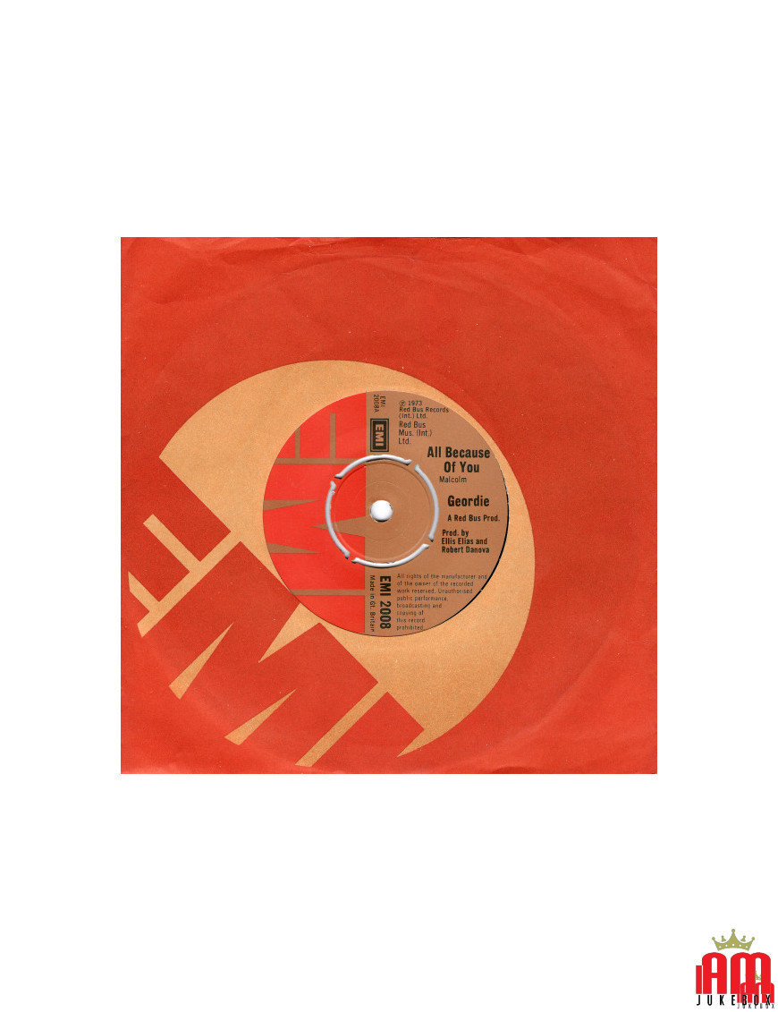 All Because Of You [Geordie] – Vinyl 7", 45 RPM, Single [product.brand] 1 - Shop I'm Jukebox 