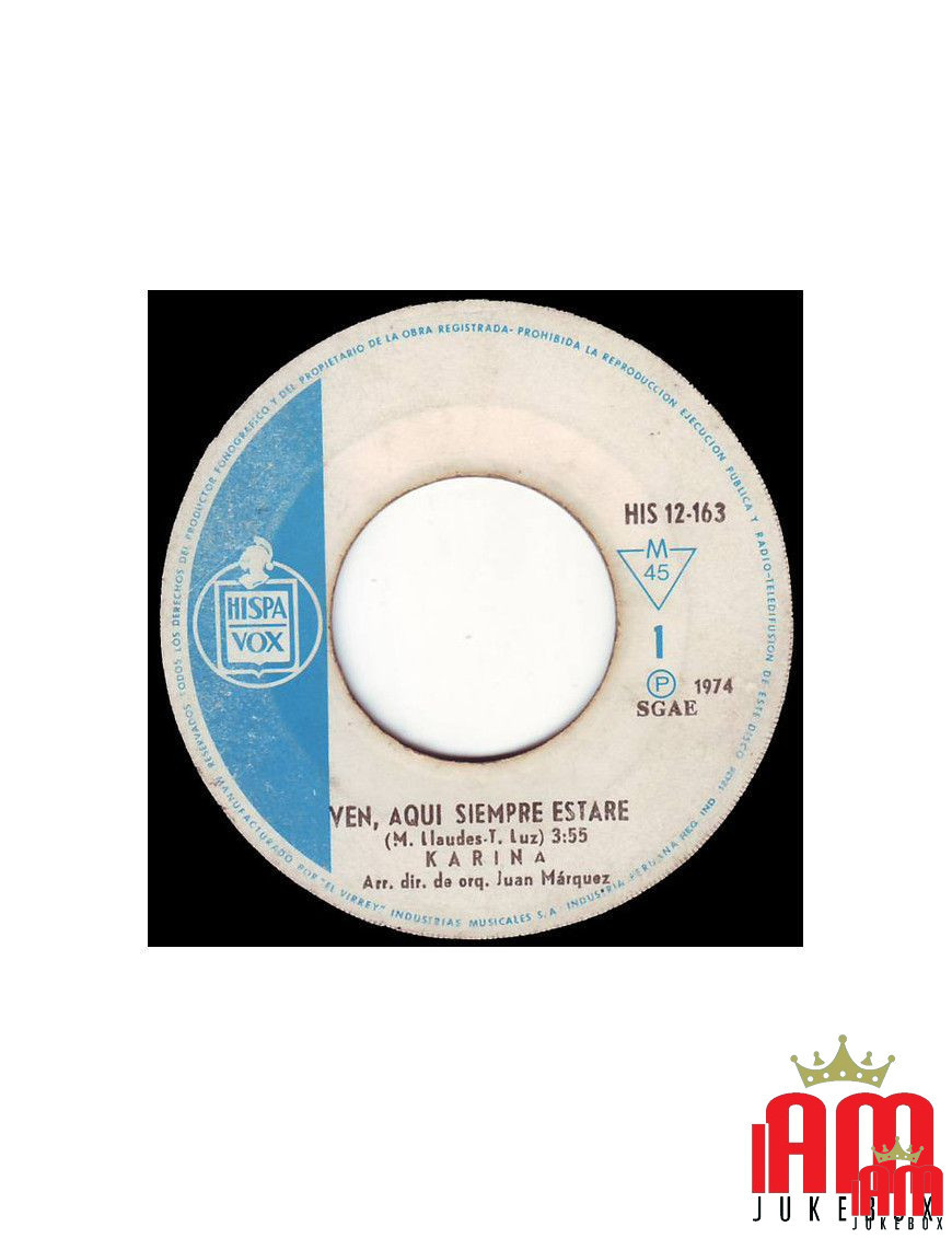 Fr, Aquí Siempre Estaré [Karina (4)] – Vinyl 7", 45 RPM, Single [product.brand] 1 - Shop I'm Jukebox 