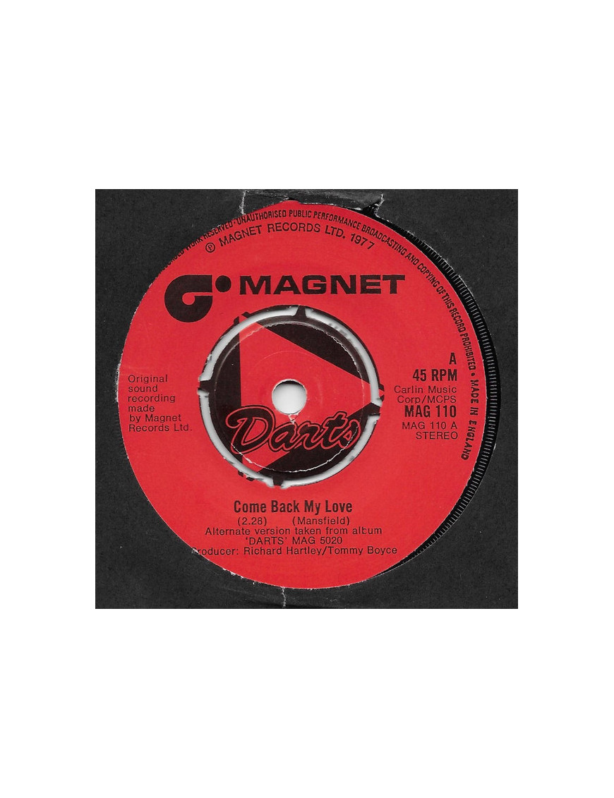 Come Back My Love [Darts] – Vinyl 7", 45 RPM, Single, Stereo [product.brand] 1 - Shop I'm Jukebox 