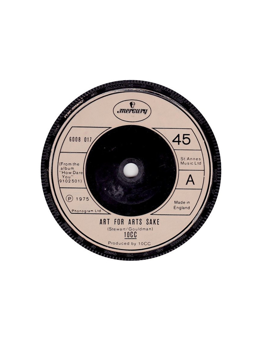 Art For Arts Sake [10CC] – Vinyl 7", 45 RPM, Single [product.brand] 1 - Shop I'm Jukebox 
