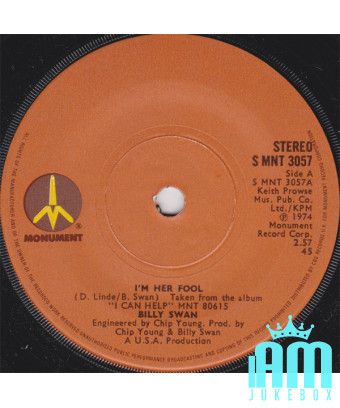 Je suis son fou [Billy Swan] - Vinyl 7", 45 tr/min, stéréo, single [product.brand] 1 - Shop I'm Jukebox 
