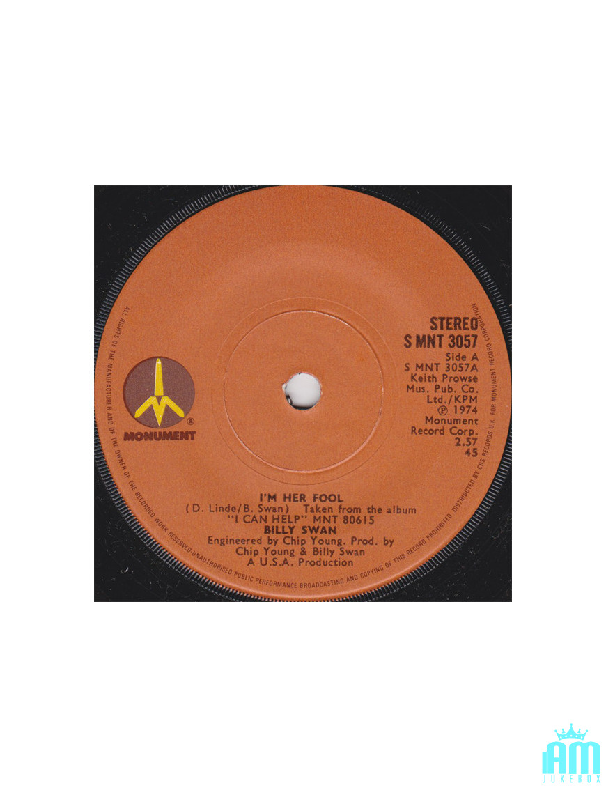 Je suis son fou [Billy Swan] - Vinyl 7", 45 tr/min, stéréo, single [product.brand] 1 - Shop I'm Jukebox 
