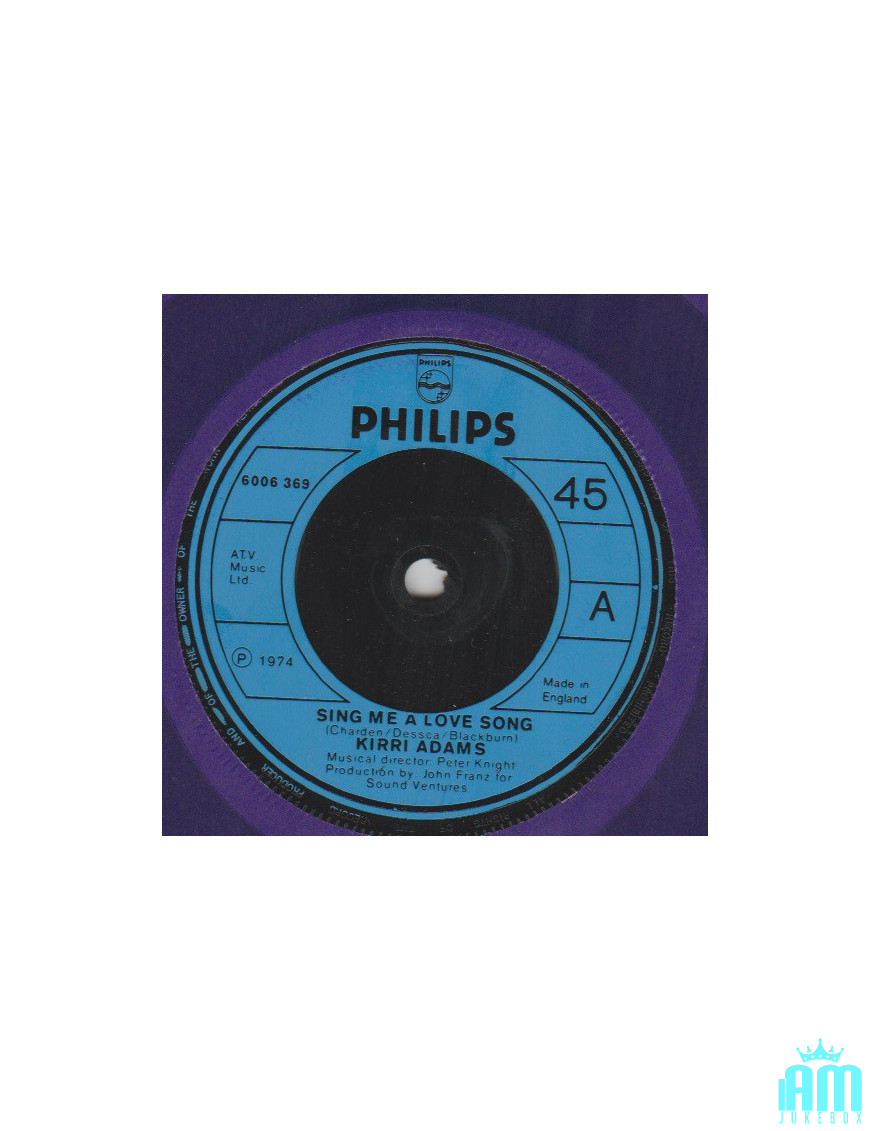 Chante-moi une chanson d'amour [Kirri Adams] - Vinyl 7", 45 RPM, Single [product.brand] 1 - Shop I'm Jukebox 