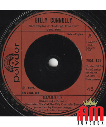 DIVORCE [Billy Connolly] – Vinyl 7", 45 RPM, Single [product.brand] 1 - Shop I'm Jukebox 