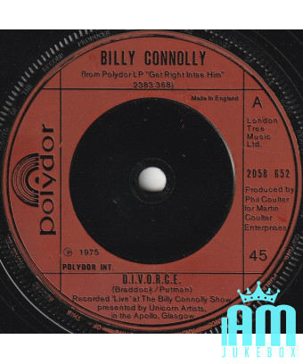DIVORCE [Billy Connolly] - Vinyle 7", 45 RPM, Single [product.brand] 1 - Shop I'm Jukebox 