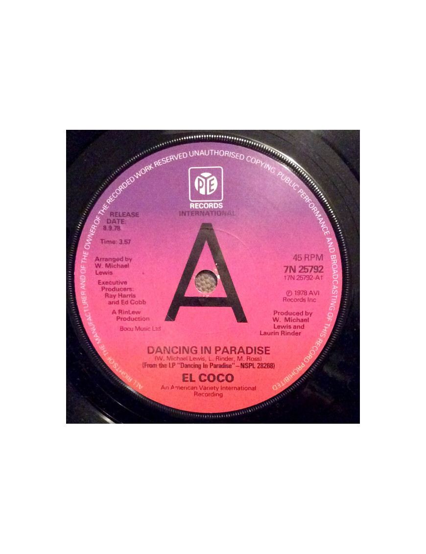Dancing In Paradise [El Coco] - Vinyl 7", 45 RPM, Promo