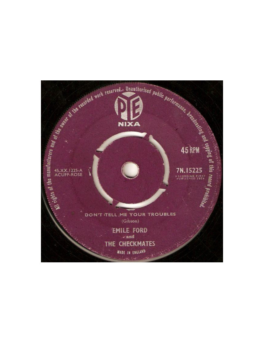 Don't Tell Me Your Troubles [Emile Ford & The Checkmates] – Vinyl 7", 45 RPM, Single [product.brand] 1 - Shop I'm Jukebox 