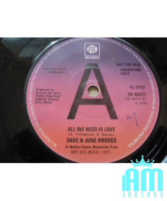 Tout ce dont nous avons besoin, c'est d'amour [Dave Brooks (11),...] - Vinyl 7", 45 RPM, Promo [product.brand] 1 - Shop I'm Juke