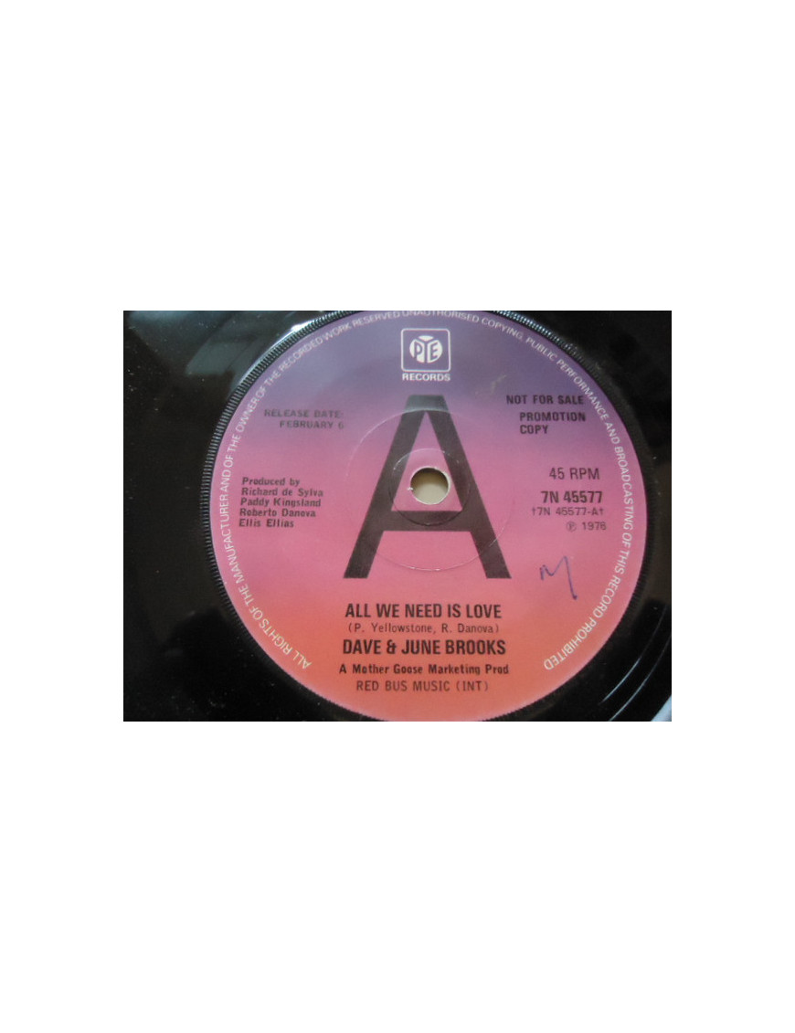 All We Need Is Love [Dave Brooks (11),...] – Vinyl 7", 45 RPM, Promo [product.brand] 1 - Shop I'm Jukebox 