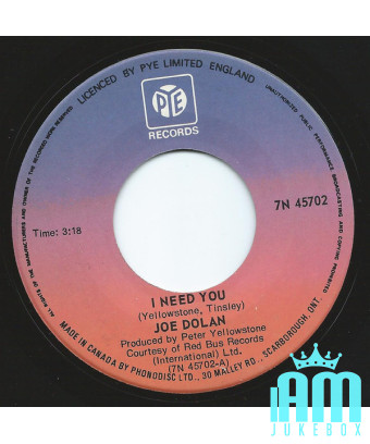 J'ai besoin de toi [Joe Dolan] - Vinyle 7" [product.brand] 1 - Shop I'm Jukebox 