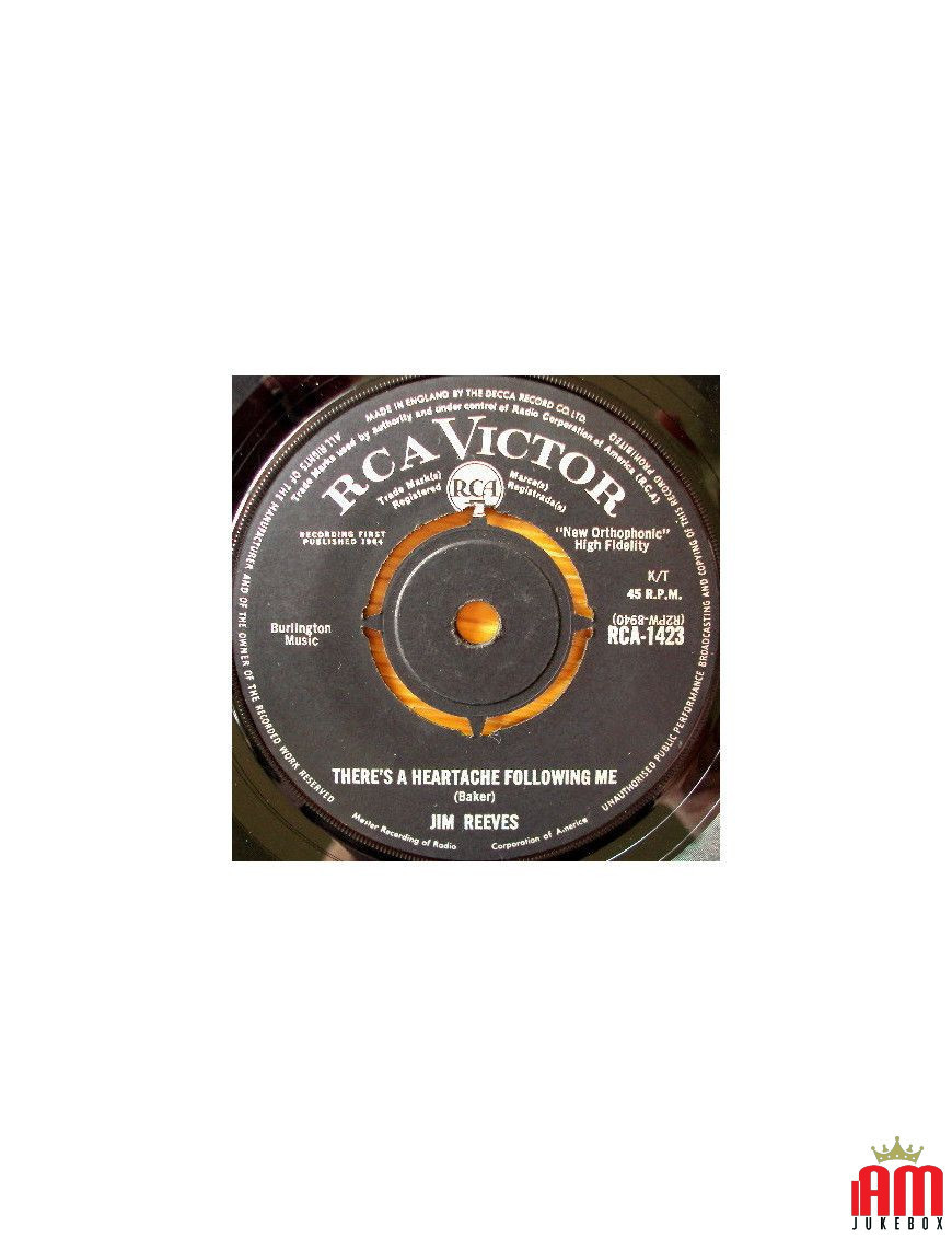 There's A Heartache Following Me [Jim Reeves] - Vinyl 7", 45 RPM, Single [product.brand] 1 - Shop I'm Jukebox 