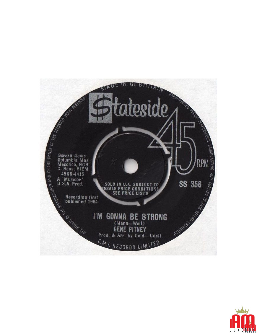 I'm Gonna Be Strong [Gene Pitney] - Vinyl 7", 45 RPM, Single [product.brand] 1 - Shop I'm Jukebox 