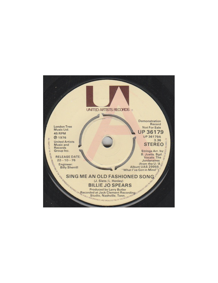 Sing Me An Old Fashioned Song [Billie Jo Spears] - Vinyl 7", Promo [product.brand] 1 - Shop I'm Jukebox 