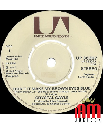 Don't It Make My Brown Eyes Blue [Crystal Gayle] - Vinyle 7", 45 tr/min, Single, Stéréo [product.brand] 1 - Shop I'm Jukebox 