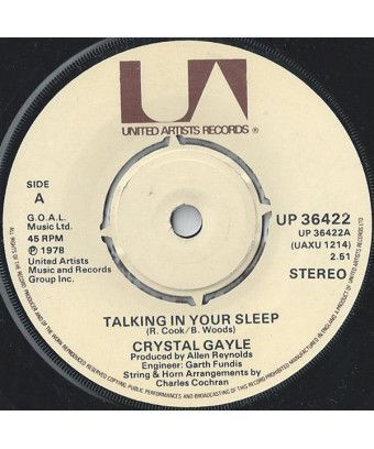 Talking In Your Sleep [Crystal Gayle] - Vinyle 7", 45 tr/min, Single [product.brand] 1 - Shop I'm Jukebox 