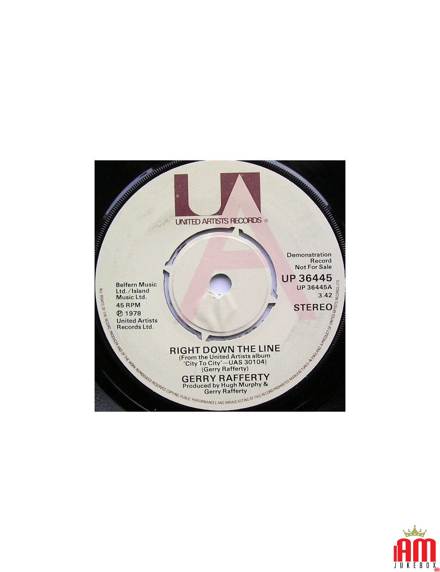 Right Down The Line [Gerry Rafferty] - Vinyl 7", Single, 45 RPM, Promo [product.brand] 1 - Shop I'm Jukebox 