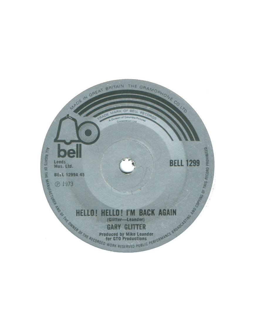 Hello! Hello! I'm Back Again [Gary Glitter] - Vinyl 7", 45 RPM, Single