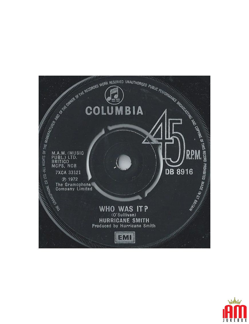 Who Was It? [Hurricane Smith] - Vinyl 7", 45 RPM, Single [product.brand] 1 - Shop I'm Jukebox 