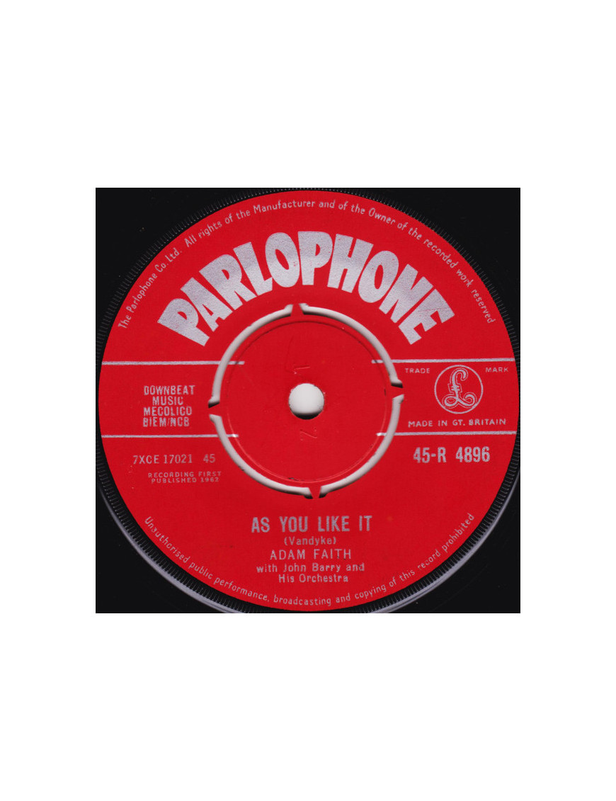 Comme vous l'aimez [Adam Faith,...] - Vinyl 7", 45 RPM, Single, Repress [product.brand] 1 - Shop I'm Jukebox 