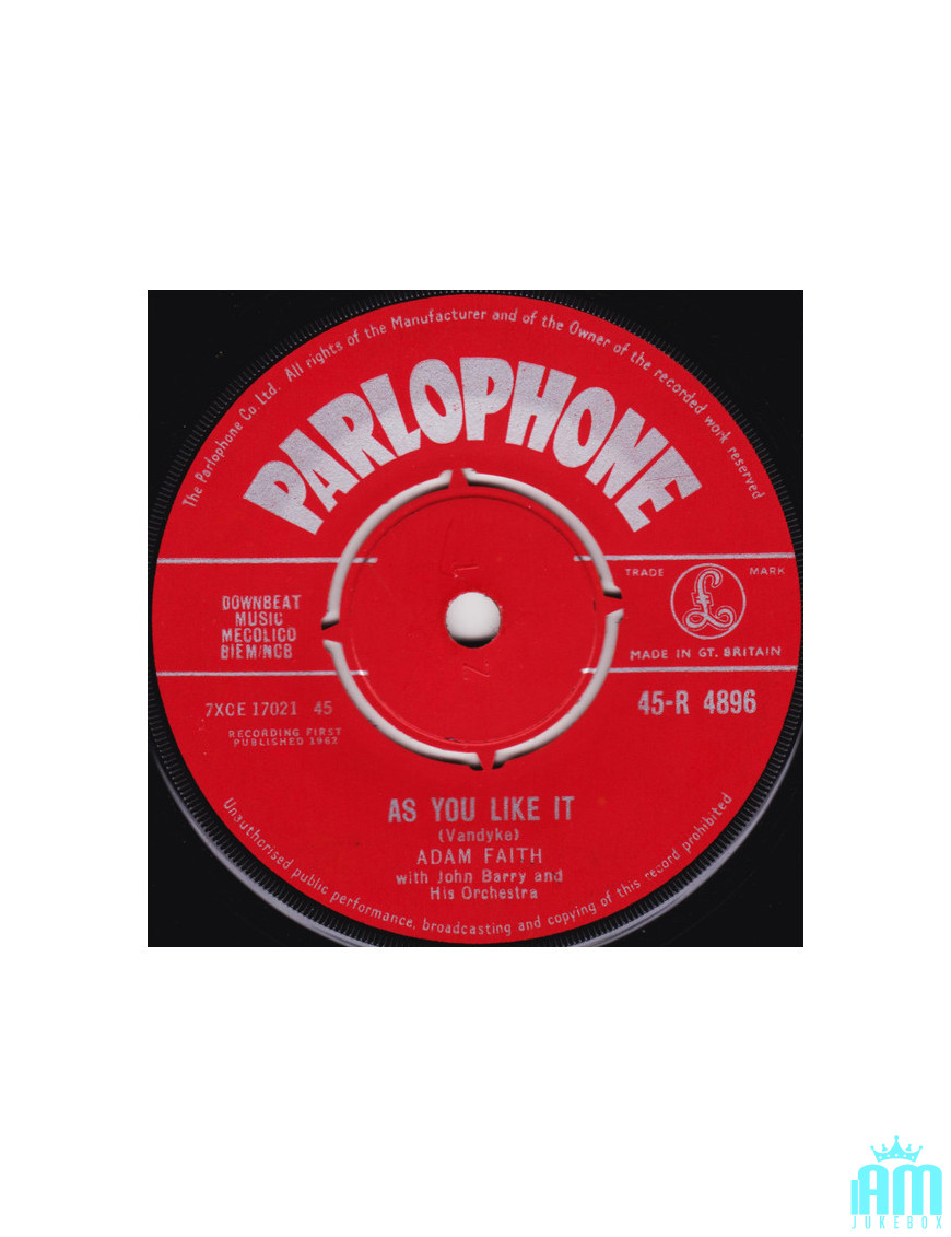 As You Like It [Adam Faith,...] - Vinyl 7", 45 RPM, Single, Repress [product.brand] 1 - Shop I'm Jukebox 