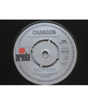 Don't Hold Back [Chanson] – Vinyl 7", 45 RPM, Single