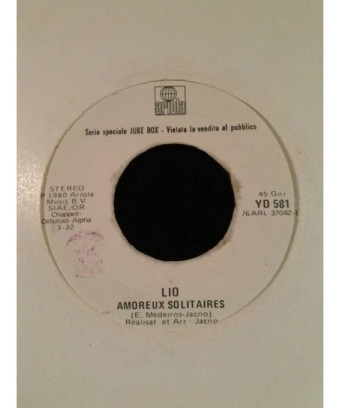 Amoreux Solitaires Sera Coi Fiocchi [Lio,...] – Vinyl 7", 45 RPM, Jukebox [product.brand] 1 - Shop I'm Jukebox 
