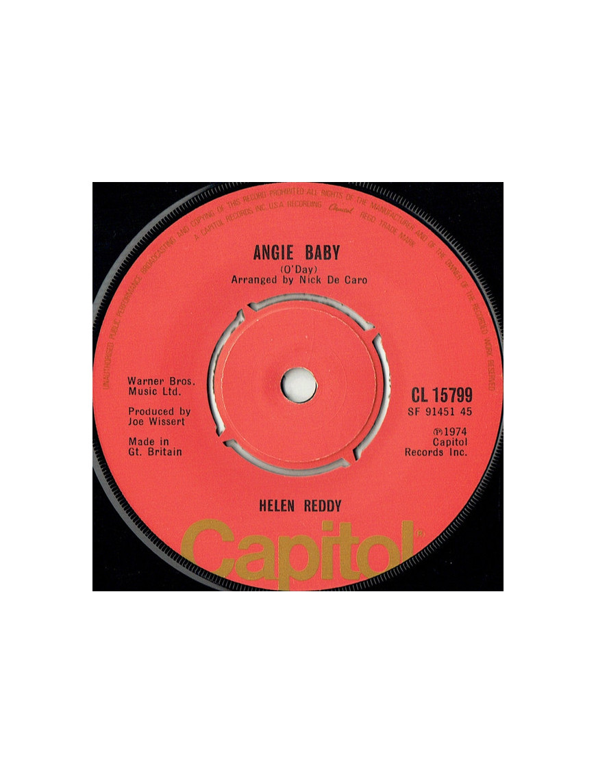 Angie Baby [Helen Reddy] - Vinyle 7", Single, 45 tours