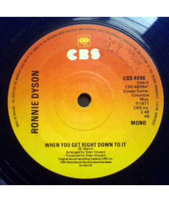  When You Get Right Down To It   The More You Do It (The More I Like It Done To Me) [Ronnie Dyson] - Vinyl 7", Reissue,...