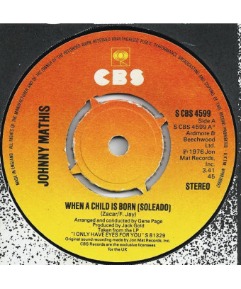 When A Child Is Born (Soleado) [Johnny Mathis] - Vinyl 7", Single, 45 RPM