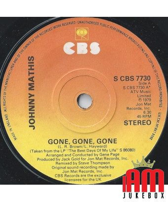 Gone, Gone, Gone [Johnny Mathis] - Vinyl 7", 45 RPM, Single, Stereo [product.brand] 1 - Shop I'm Jukebox 