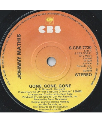 Gone, Gone, Gone [Johnny Mathis] – Vinyl 7", 45 RPM, Single, Stereo
